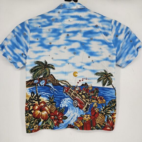 Vintage Kalaheo Shirt Mens Medium Hawaiian Button Up‎ Christmas Theme Beach M - Picture 5 of 11